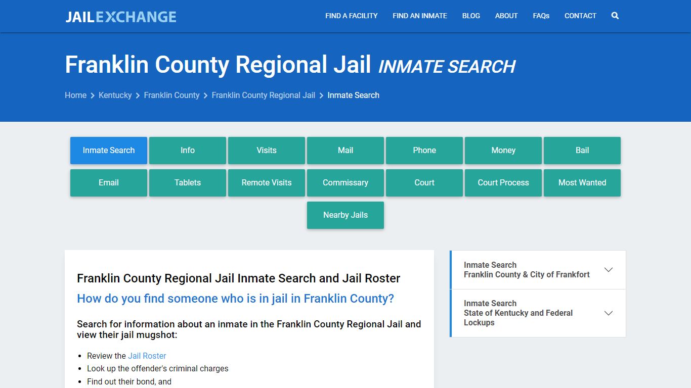 Inmate Search: Roster & Mugshots - Franklin County Regional Jail, KY